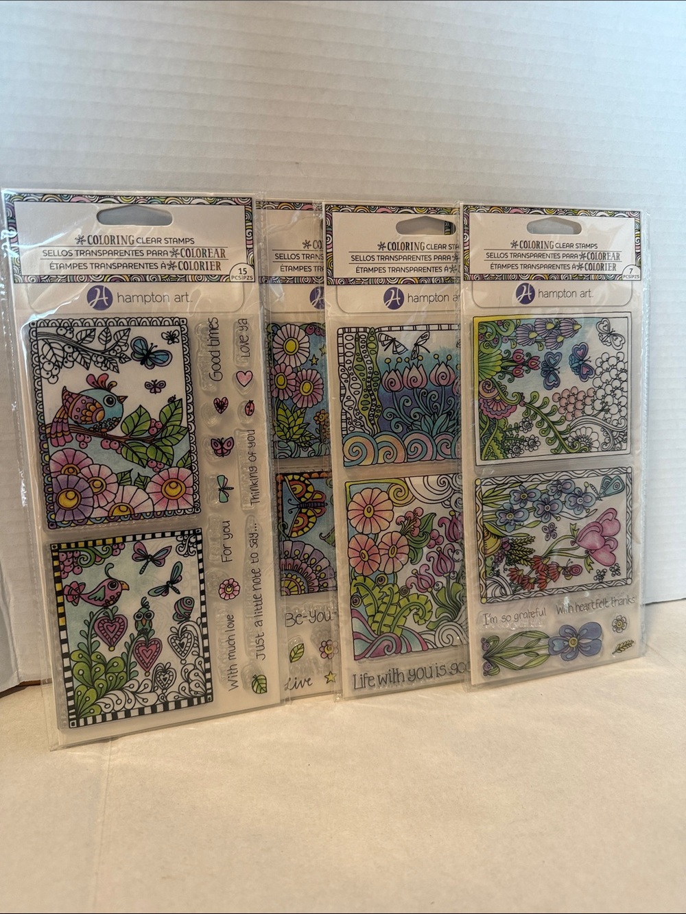 Hampton Art Coloring Clear Stamps Lot of 4 New